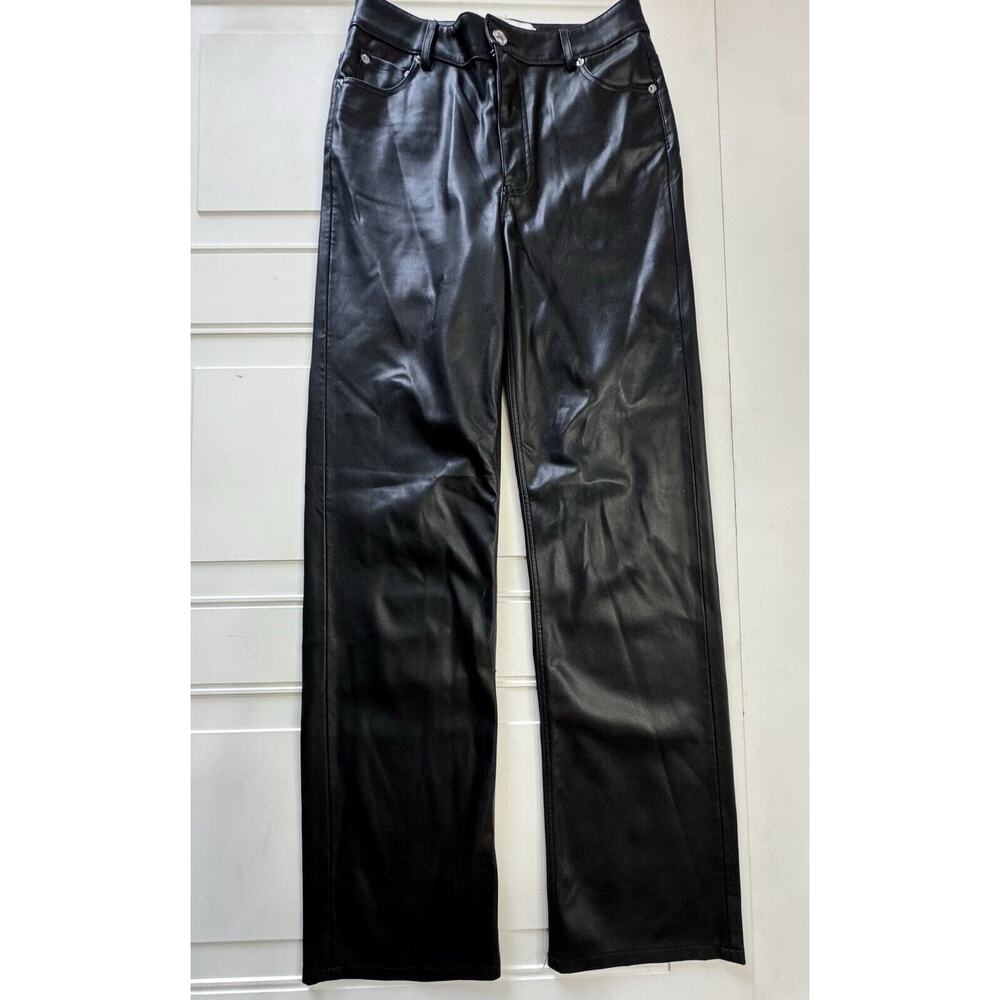 Women’s Zara Black Faux Leather Straight Leg Pants Size 4
